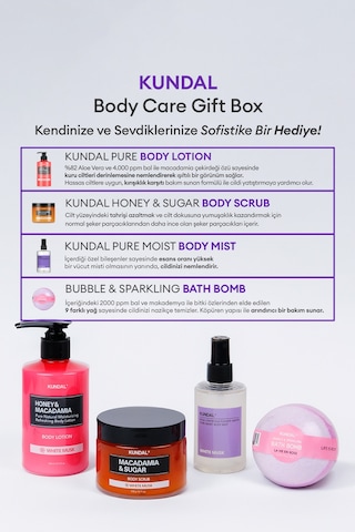 Yoğun Nemlendirme Etkili Dörtlü Vücut Bakım Hediye Seti Kundal Bath & Body Gift Edition White Musk