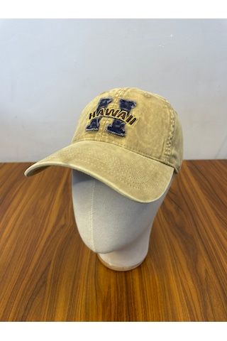 Hamze Vintage Yıkamalı Eskitme Model İthal Nakışlı Unisex Cap Şapka Bej