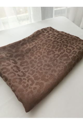 Laurel Scarf Leopar Desen Pamuk Ayrobin Jakar Şal Açık kahverengi