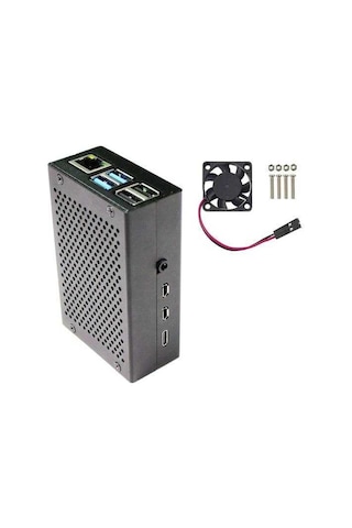 Robotistan-Raspberry Pi 4 Alüminyum Muhafaza Kutusu (Fanlı)