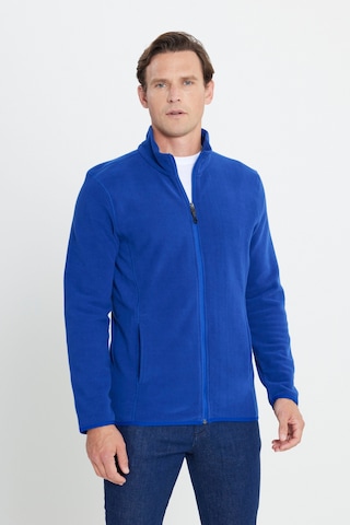 AC&Co / Altınyıldız Classics 4A5221100014SKS3XL Standart Fit Fermuarlı Bato Yaka Polar Erkek Ceket Saks Mavisi