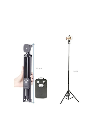 Cbtx Yunteng 1688 Selfie Stick Tripod Bluetooth Uzaktan Kumanda Kamera Standı Pembe