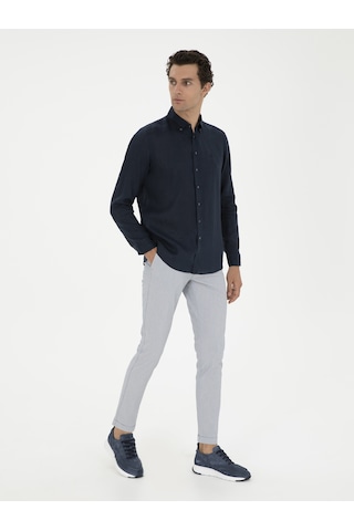 Cacharel Açık Mavi Slim Fit Beli Bağcıklı Kanvas Pantolon Denim