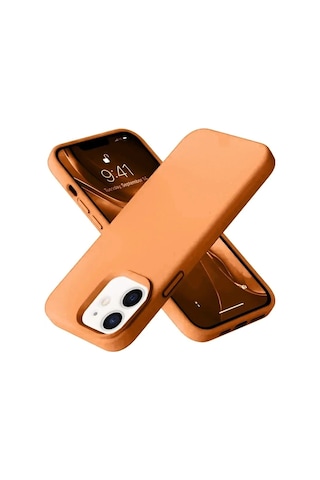 Durukar İphone 12 Kılıf Nano İçi Kadife Silikon - Turuncu