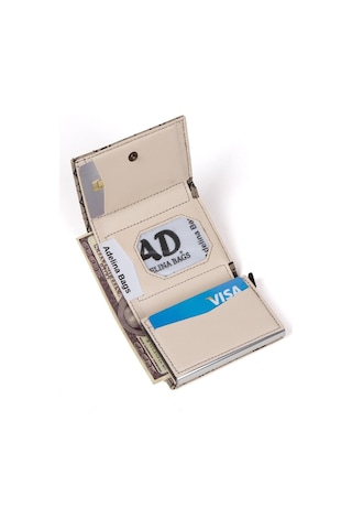 Unisex Mekanizmalı Otomatik Kızaklı Kartlık Cüzdan Koyu Vizon