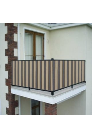 Gencer Home Balkon Demir Perdesi Bağcıklı Gri Krem Ölçü Seçenekli 001