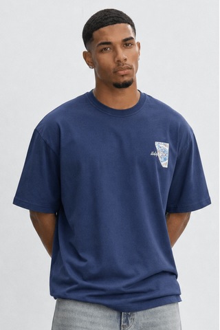 Respire Erkek Itsbyzey Nakış Detaylı Oversize T-shirt Lacivert