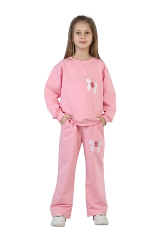 Erdem Kıds Kız Çocuk Okul Günlük Nakışlı İki İplik Alt Üst İkili Takım Klbktkm0002 Pembe Pembe