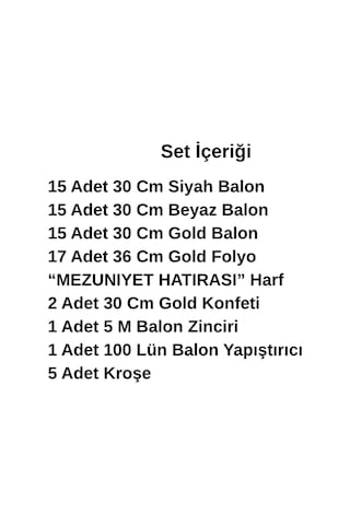 2 Adet Gold Konfeti Hediyeli Mezuniyet Hatırası Gold Folyo Harf Beyaz Siyah Gold Balon Süsleme Altın - Beyaz