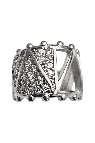 Earcuff Sıkıştırmalı Çelik Kıkırdak Küpe Üçgen Desenli Zirkon Taşlı Gümüş Renk