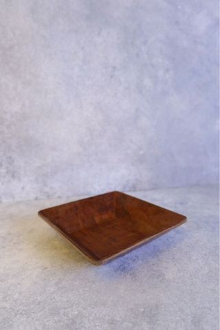 Justwood 4 Lü Ligna Melamin Ahşap Rölyefli 18x18 Cm Salata Tabağı, Sunum Tabağı, Çerez Tabağı, Sunumluk, Kase Koyu Kahverengi