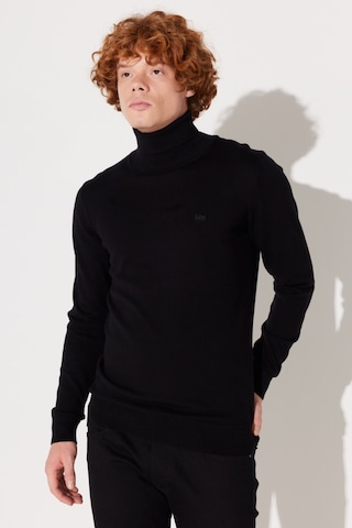 Lee Regular Fit Normal Kesim %100 Pamuk Balıkçı Yaka Siyah Triko Kazak L83CKF01 Siyah