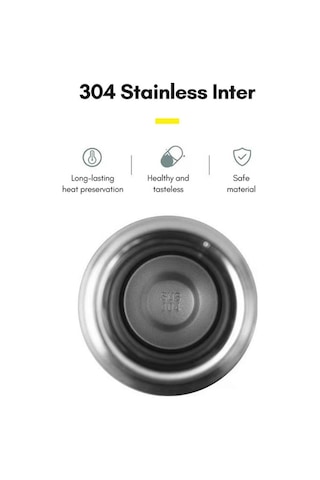 Fortunelane 500ml 304 Çelik Termos Bardak, 12 Saat Isı Saklama, Sızıntısız, Ev/ofis/doğa Kullanım, Kapak Bardak Olarak, Gümüş Ren Siyah