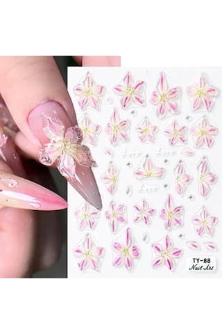 5d Etiket Zambak Çiçeği Tırnak Çıkartmaları Jöle Nail Art Süslemeleri Akrilik Yapışkanlı Jel Kaydırıcılar Yaz Çıkartmalar Manikür Aksesuarları Şarap Kırmızı
