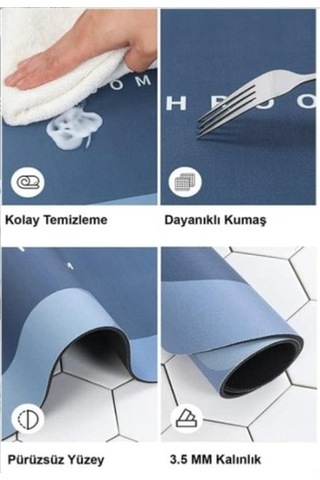 Süper Su Emici Kaymaz Tabanlı Nappa Banyo Paspası Renkli