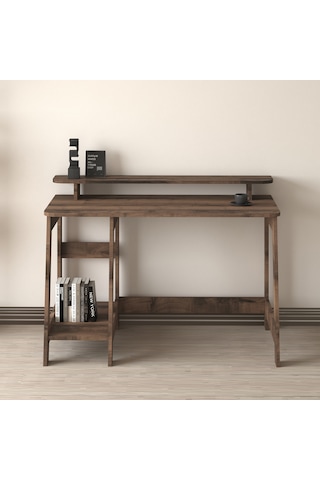 Country Ergonomik Çalışma Masası, Modern Bilgisayar Masası - Antik Ceviz
