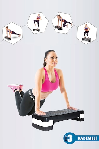 Spor Byfit 3 Kademeli Kaymaz Taban Fitness Egzersiz Step Tahtası