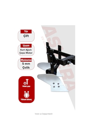 Asvera Büyük Aynalı 2'li Tekerlekli Pulluk - 10-12-22 Hp Çapa Makineleri İçin Çiftli Denge Tekerlekli Pulluk
