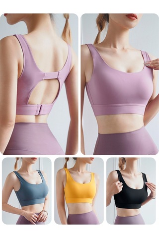 Geeroyoo U Yaka Spor Sütyen - Yoga Ve Günlük Kullanım İçin Pedli, Arkası Kesik, Geniş Bant, Xl Beden, Gri Gri