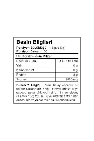 Bigjoy Taurine Powder 300 Gram - Aromasız