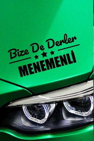 İzmir Menemen Otomobil Stickerı İzmir Bize De Derler Menemenli 40x15 Cm Araba Yazısı 40 CM - Siyah