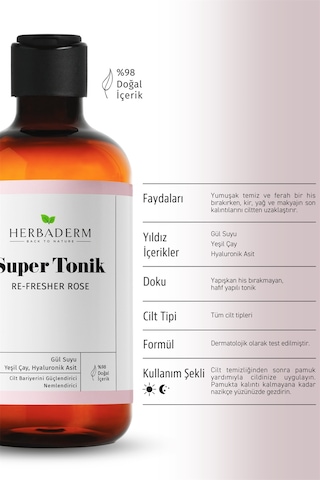 Herbaderm Re Fresher Rose Bariyer Güçlendirici Super Tonik 250 Ml