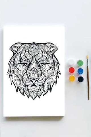 Pster21648 Aslan Mandala Tuval Kanvas Tablo Boyama Hobi Seti 50x70cm