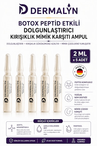 Dermalyn 5 Adet Peptid Etkili Dolgunlaştırıcı Kırışıklık Mimik Karşıtı Ampul Serum Dermaroller Dermapen
