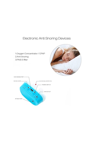 Hangfox Silikon Uyku Ve Horlama Yardımcısı 3 Vitesli Elektrikli Burun Tıkanıklığı Horlama Durdurucu Mavi