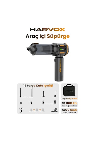 18000pa Güçlü Vakum Araç Süpürgesi Taşınabilir Çantalı 6000mah Bataryalı Üflemeli Hxvc-003