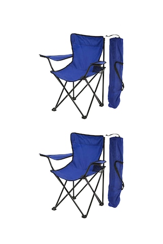 Exent 2'li Rejisör Kamp Sandalyesi Katlanır Çantalı Piknik, Plaj, Balıkçı Sandalyesi-lacivert Lacivert