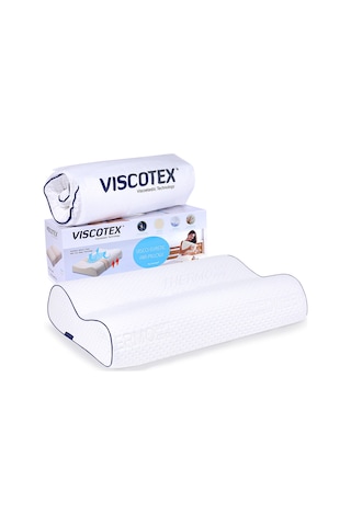 Viscotex Çift Bombeli Ortopedik Yastık 60x40x14/12cm, Beyaz