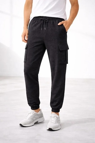 Valensdesign Erkek Jogger Eşofman Altı Regular Fit , Kargo Cepli, Lastikli Paça, Günlük Spor Pantolon - Füme