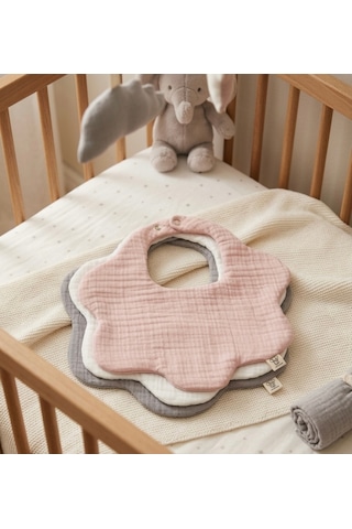 3 Lü %100 Pamuk Organik 8 Kat Müslin Bebek Mama Önlüğü / Salya Önlüğü / Yakalık