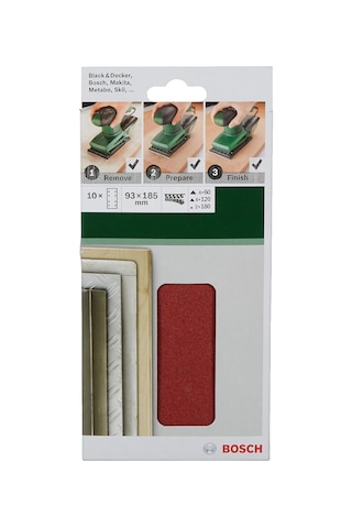 Zımpara Kağıdı 10'lu Set 93 185 Mm 60 120 180 Kum 8 Delik Gri