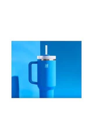 Pipetli Termos Bardak, Mavi, 0.89 Litre Açık Kahverengi