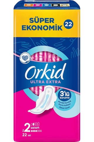 Orkid Ultra Ekstra Süper Ekonomik Hijyenik Ped Uzun 22'li