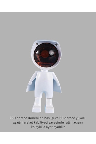 Hubrendy Tekno 360 Ayarlanabilir Başlıklı Astronot Gece Lambası AÇIK GRİ KAHVE KARIŞIMI