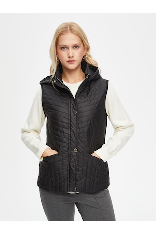 Ray Kapitoneli Kapüşonlu Kapitone Yelek 69450 U6945010 Siyah