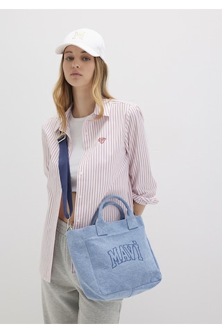 Mavi - Mavi Logo Denim Tote Çanta 1913377-82770 Açık Mavi
