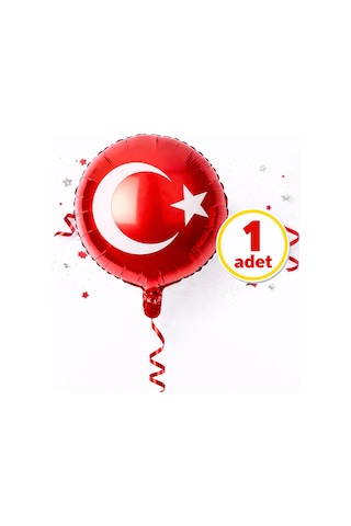 Türk Bayraklı Folyo Balon 1 Adet Folyo Balon Parti Süsleme 23 Nisan 29 Ekim Kırmızı Balon