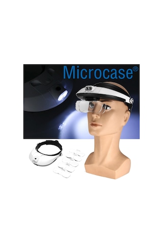 Microcase Mg81001-G Al2322 Gözlük Tipi Işıklı Kafa Büyüteci 5 Farklı Lens