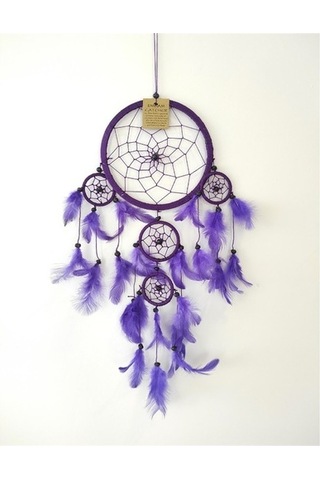 Üç Gözlü Mor Rüya Kapanı / Dreamcatcher (16,5 Cm Çap)