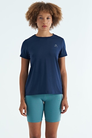 Tommy Life İndigo Sırt Yırtmaç Detaylı O Yaka Kısa Kollu Standart Kalıp Kadın T-shirt - 97267 Indigo