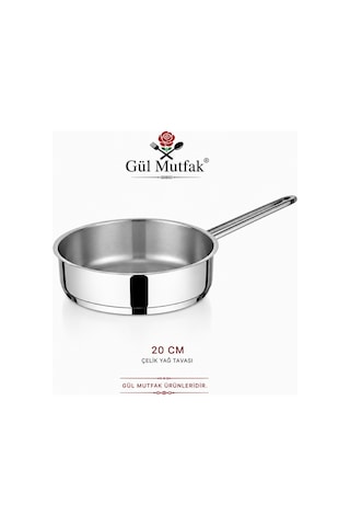 3'lü Yağ Tava Paslanmaz Çelik 16 Cm -18 Cm -20 Cm Gümüş