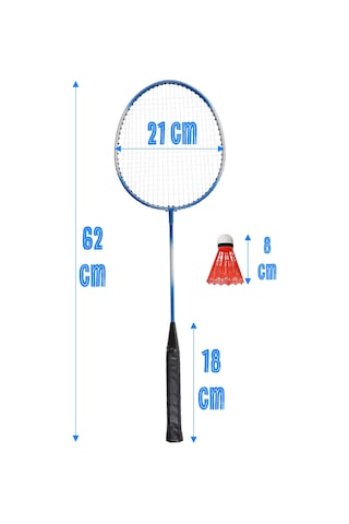 5'li Çantalı Set Badminton Raketi Seti 2 Raket + 2 Top + Çanta Amatör Çocuk-genç Raket Top Seti 500