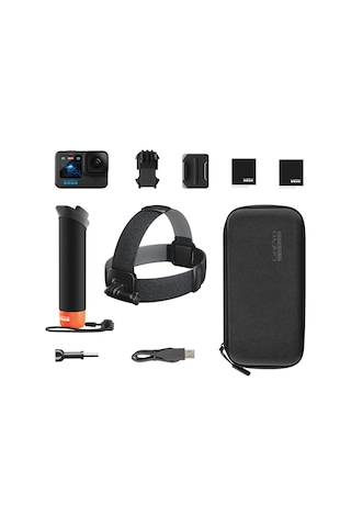 Gopro Hero12 Aksesuarlı Paket Hero12 Black Kamera, Sap, Kafa Kayışı 2.0, Şarj Edilebilir Enduro Pil 2 Adet Ve Taşıma Çantası