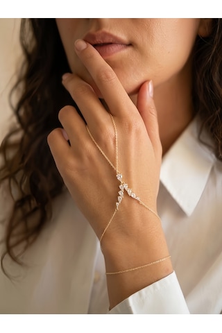 Markiz Kesim Zirkon Taşlı Y Model Gold Renk Şahmeran