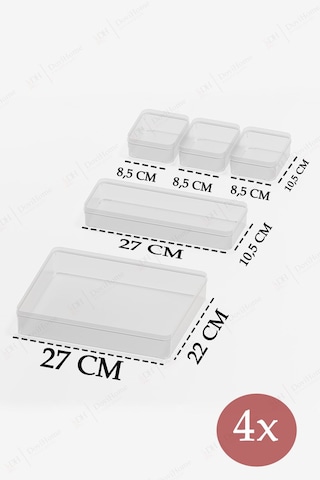 20 Parça Mega Set Çekmece İçi Düzenleyici - Banyo Makyaj Ve Takı Organizer Düzenleyici Şeffaf