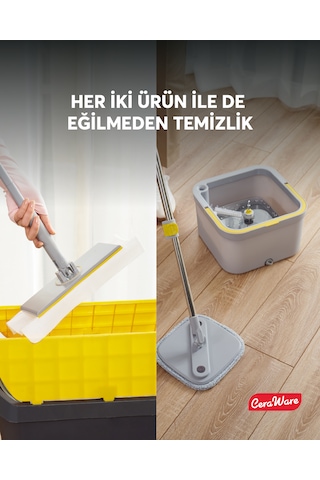 Ceraware Home Care Premium Hijyen Seti Dual System Kare Mop + Pratica Click Mop 2 Mikrofiber Bez 0